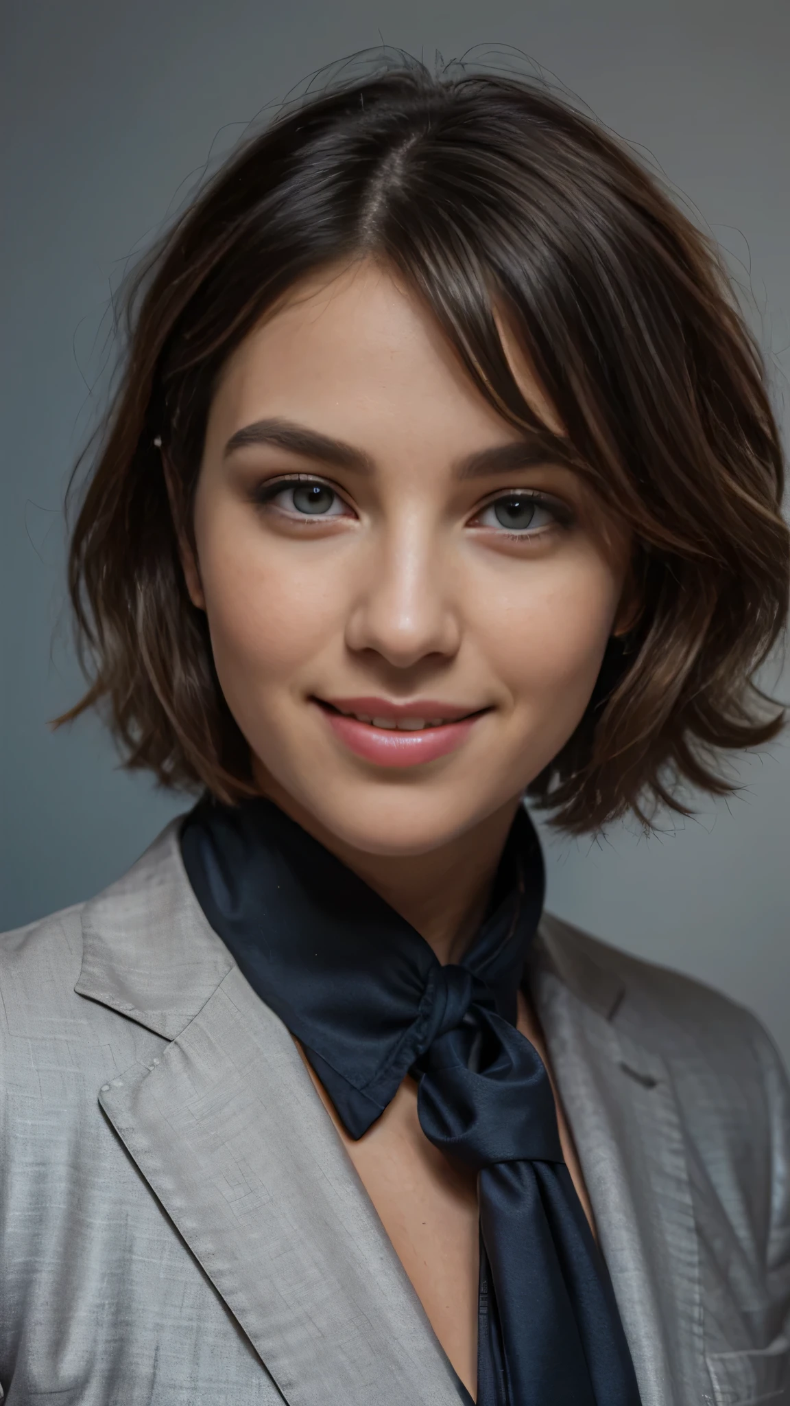 com.charlzcjm, head shot, (jacked com.charlzcjm, Bright hazel green eyes), (Low fade curly haircut:1.14), (Sunburned skin, Shadow 5:00) ((I smile, orange)), Detailed face, Detailed iris, Full lips, ((cute, He wears a modern, luxurious dark blue suit, Pocket handkerchief, orange, Wavy low-fading haircut)), ((Gray background, Facial features are symmetrical)), Complex details, Studio lighting, 80 mm, painting, Shallow depth of field, CEO, I smile, happy