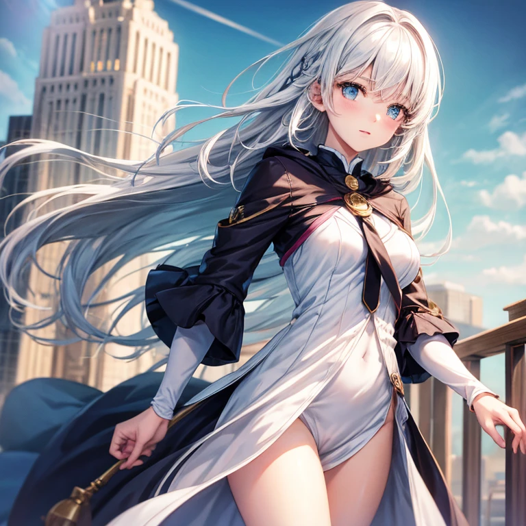 Anime beautiful girl with white hair