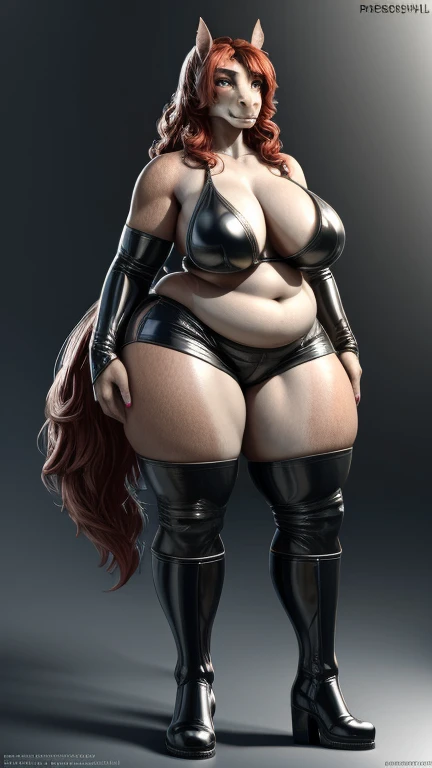 (best quality,8k,highres,masterpiece:1.2),ultra-detailed,realistic,physically-based rendering,colorful, long-shot, front, stehend, curly light red hair,long hair ,busty oger woman, like fiona schrek, green skin, camouflage army shorts, tall, strong rubber boots, big beautiful woman, hourglas body shape, massive wide hips, big butt like a horse, starke oberschenkel, best quality, 1 girl, ((Betrachter betrachten)), blaue Augen, 195 cm, Zerzaustes Haar, big , rundlich, curvy, plus-size, dunkle Haut, Wildfang, overweight, Erwachsene, 33 Jahre alt, 1 girl, Allein, Sohle, einzig, alleinig, Grinsen, wide hips, massive tigh,