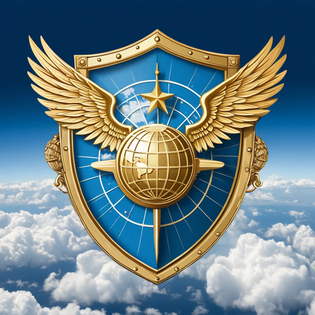 Sure, here's a coat of arms related to being a flight attendant:

**Description:**
The shield is divided into two sections diagonally. On the left side, there's a depiction of a soaring airplane against a backdrop of clouds, symbolizing the adventurous spirit of flying. On the right side, there's an image of a globe with lines representing flight paths, highlighting the global reach of the profession. 

**Crest:**
At the top of the shield is a winged golden globe, symbolizing travel and exploration.

**Supporters:**
On either side of the shield are two golden wings, representing the freedom and mobility of flight.

**Motto:**
"Excellence in the Skies" - reflecting the commitment to professionalism and service upheld by flight attendants.