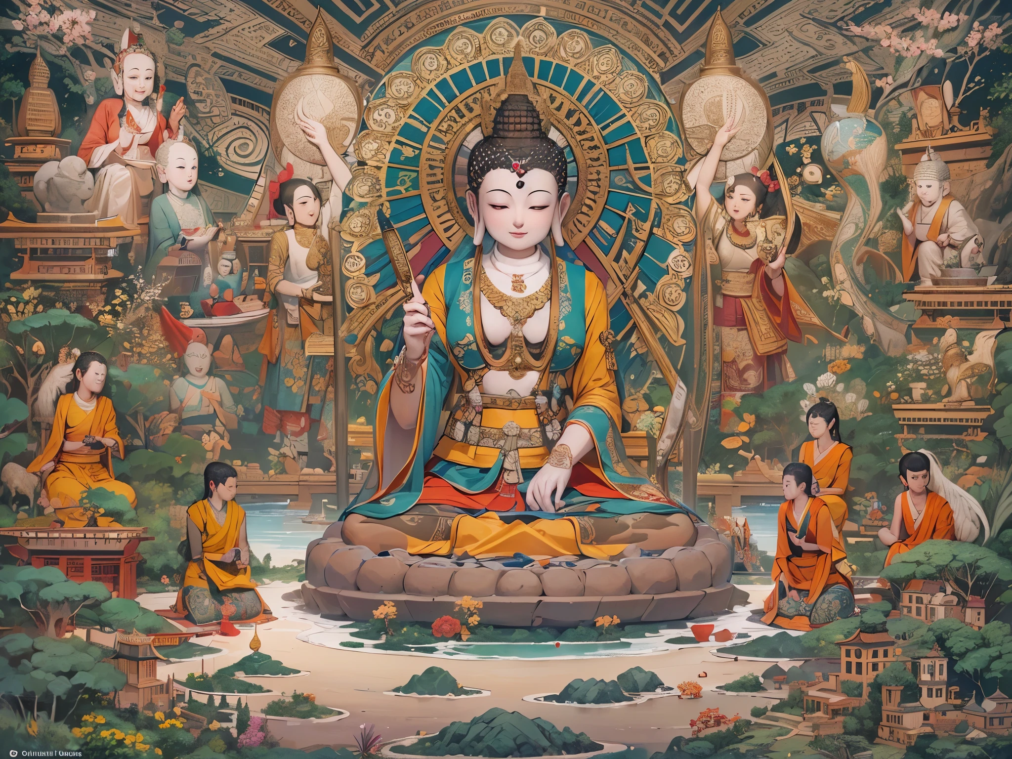((highest quality)),(Ultra-high resolution),(Very detailed),(Detailed Description),((The best CG)),(A masterpiece),Ultra-detailed art,Amazing drawing art,(Buddhist art with intricate detail:1.5), Gandhara