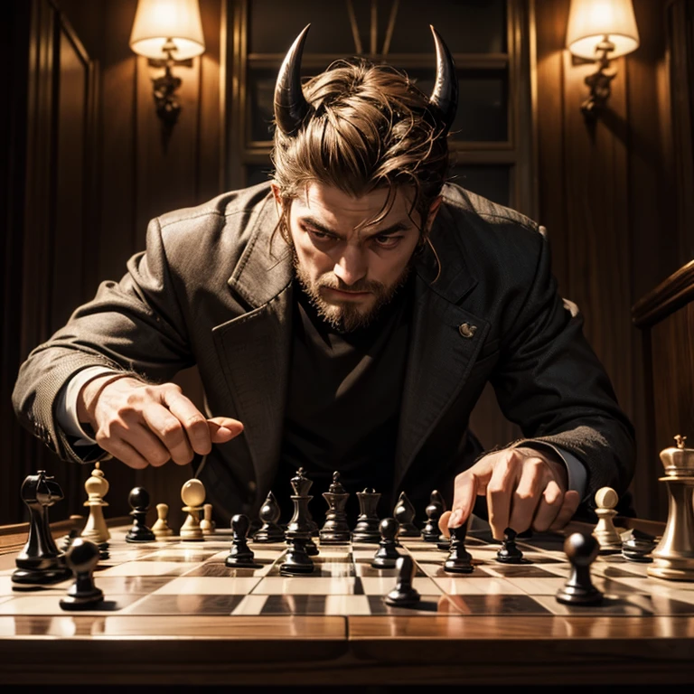 The Devil playes chess on real life board