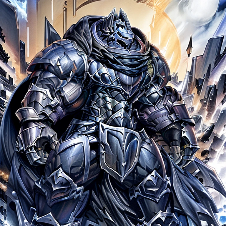 BlackKnight_fe, (masterpiece, best quality, detailed:1.2) detailed full body, a knight's mechanical armor, glowing wide and heavy armor, wears full body armor. massive muscles, huge pecs, chiseled abs, huge pectorals, exaggeratedly huge muscles. wearing a cloak. unusually developed muscular body big muscle, pecs, triceps, traps, waist narrow, unusually developed muscular body, Dark knight,
The claws are sharp,
Sharp teeth,