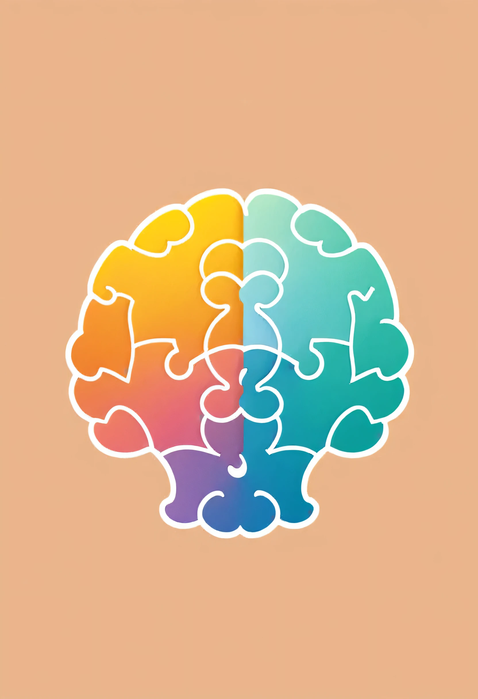 Logo with Puzzle and Brain: In this logo, a puzzle is integrated with a brain, aiming to solve educational challenges and develop cognitive skills. The soft color palette maintains a feeling of calm and tranquility.