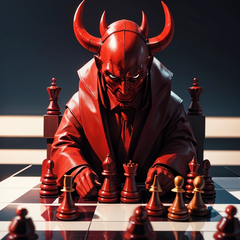 The Devil plays chess by real human figures