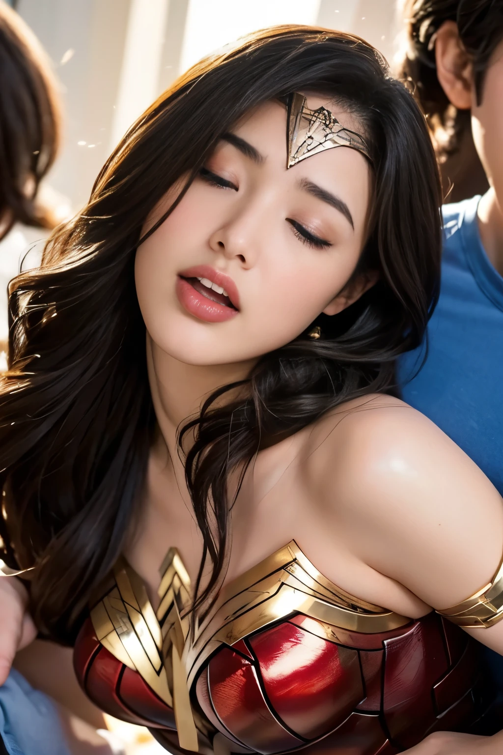 私はWonder Womanです、完璧なWonder Womanの衣装,On all fours,Hug from the front,お姫様Hugged,Hugged,Being strangled,You can hold it,Leaning on the man,Hugged,Can be lifted,Men lick my face with their tongues,The guys lick my head with their tongues,Men lick my hair with their tongues,My body is licked by men,sleeping face,Close ~ eyes,Open your mouth,Tired face,Face of Suffering,sleeping face,Being slapped in the face,Getting punched in the face,Fighting with men,Fight with the men,Surrounded by men,,Caught between the men,Being held back by men,Entanglement with males, Attacked by men,Brown Hair, masterpiece、beautiful girl、fine 目、puffy eyes、highest quality, 超High resolution, (reality: 1.4), Cinema Lighting,so beautiful、Beautiful Skin、(超reality的な)、(High resolution)、(8k)、(Very detailed)、(beautiful and fine 目)、(Very detailed)、 Detailed face、Diagonal bangle hair、Brown Hair、20-year-old、Wonder Womanのコスプレ,Wonder Woman
