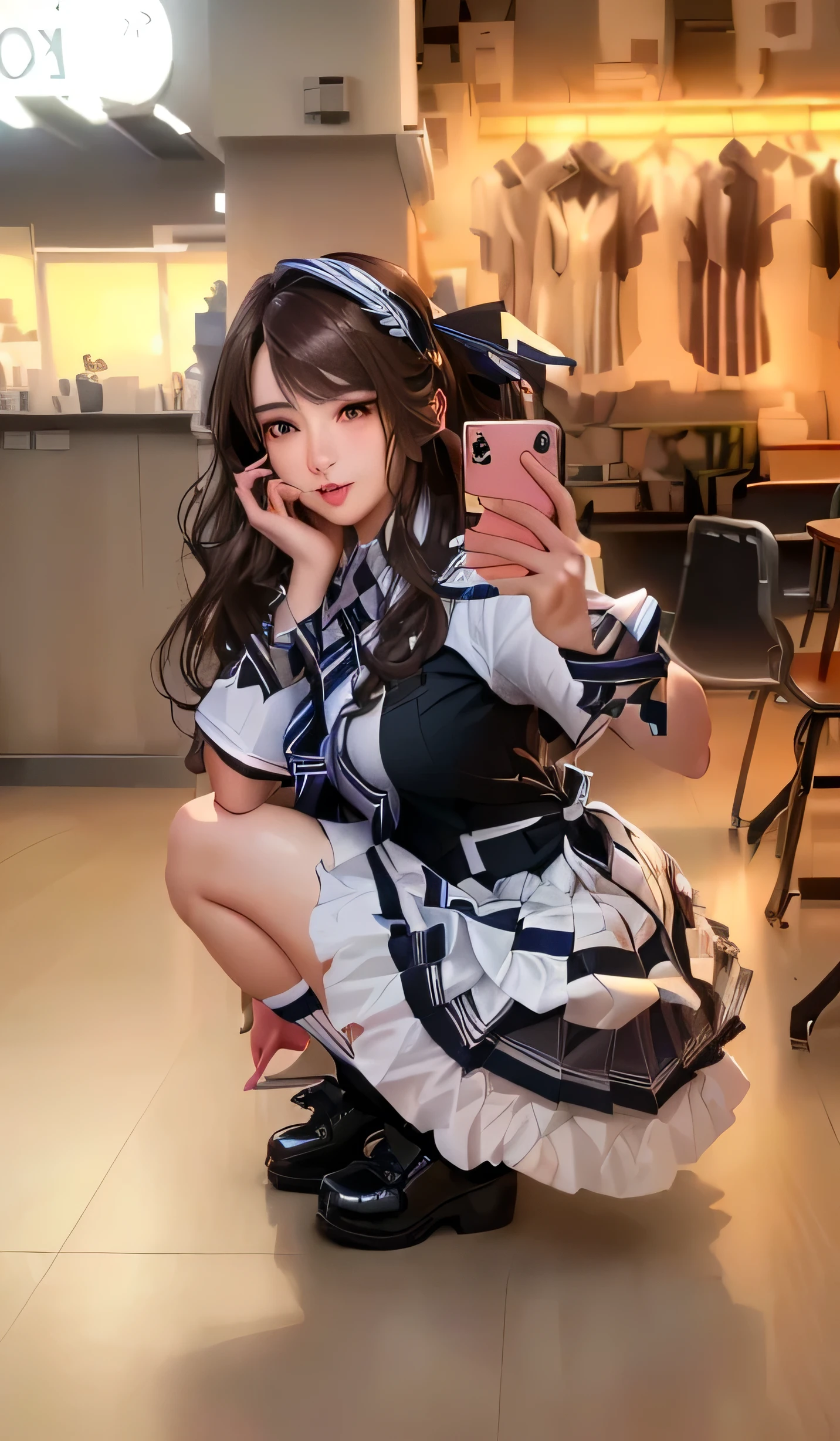 (Tabletop:1.4, Photorealistic:1.4, 8k), highest quality, masterpiece, Ultra-high resolution, Perfect dynamic composition, Big Face、Round face、((Light brown hair, Long Hair, Layered Hair))、Highly detailed skin and facial textures:1.3, Limb details, 1 girl, Cute sexy 22 year old woman, (Sunburn:1.0), ((Totally captivates you:0.9)), ((school uniform, White collar short sleeve shirt, Striped tie)),Medium Chest, (Distant eyes, Beautiful Eyes, Brown eyes、Beautiful erotic eyes:0.85), Sexy Face:0.4, (Mouth closed、Small Mouth、Thick lips、A taste of beautiful eroticism:0.85), ((Too cute beauty:0.9))、Gal Makeup、((Extreme close up))