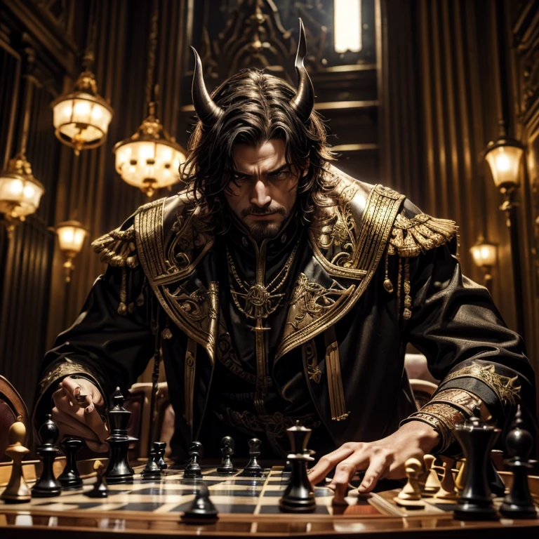 The devil plays chess, real war on the chess board