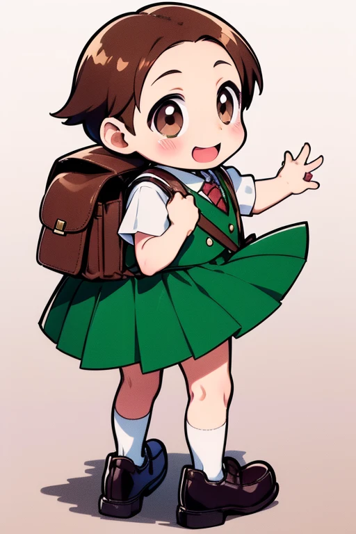 rokujoumugi, One girl, alone, Backpack, Brown Hair, bag, Brown eyes, short hair, Little, , skirt, school bag, blush, Recall, From behind, whole body, room,
smile, Open your mouth,
masterpiece, expensive quality, very_expensive_solve, big_file size, Full Color,