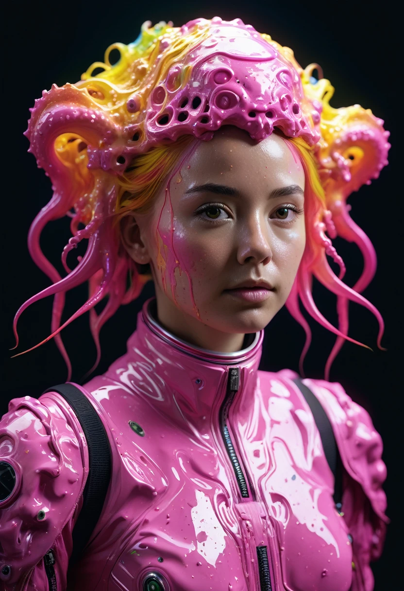 8K, ARTISTIC photogrAphy, best quAlity, mAsterpiece: 1.2), A (potrAit:1.2) ASTRONAUT  pink Cthulhu , full body RAW candid cinema, yellow hair, 16mm, color graded portra 400 film, remarkable color, ultra realistic, sad admosphere, dark lighting, oppressive atmosphere, depressive colors, kodak portra 400, photograph,r, Natural Light,  Pinhead lighgts, blur reflection, Brush Strokes, Smooth, abstract, Splatter, Oil On Canvas, rainbow colors, fractal isometrics details bioluminescens : a stunning realistic photograph of wet bone structure, 3d render, octane render, intricately detailed, titanium decorative headdress, cinematic, trending on artstation | Isometric | Centered
