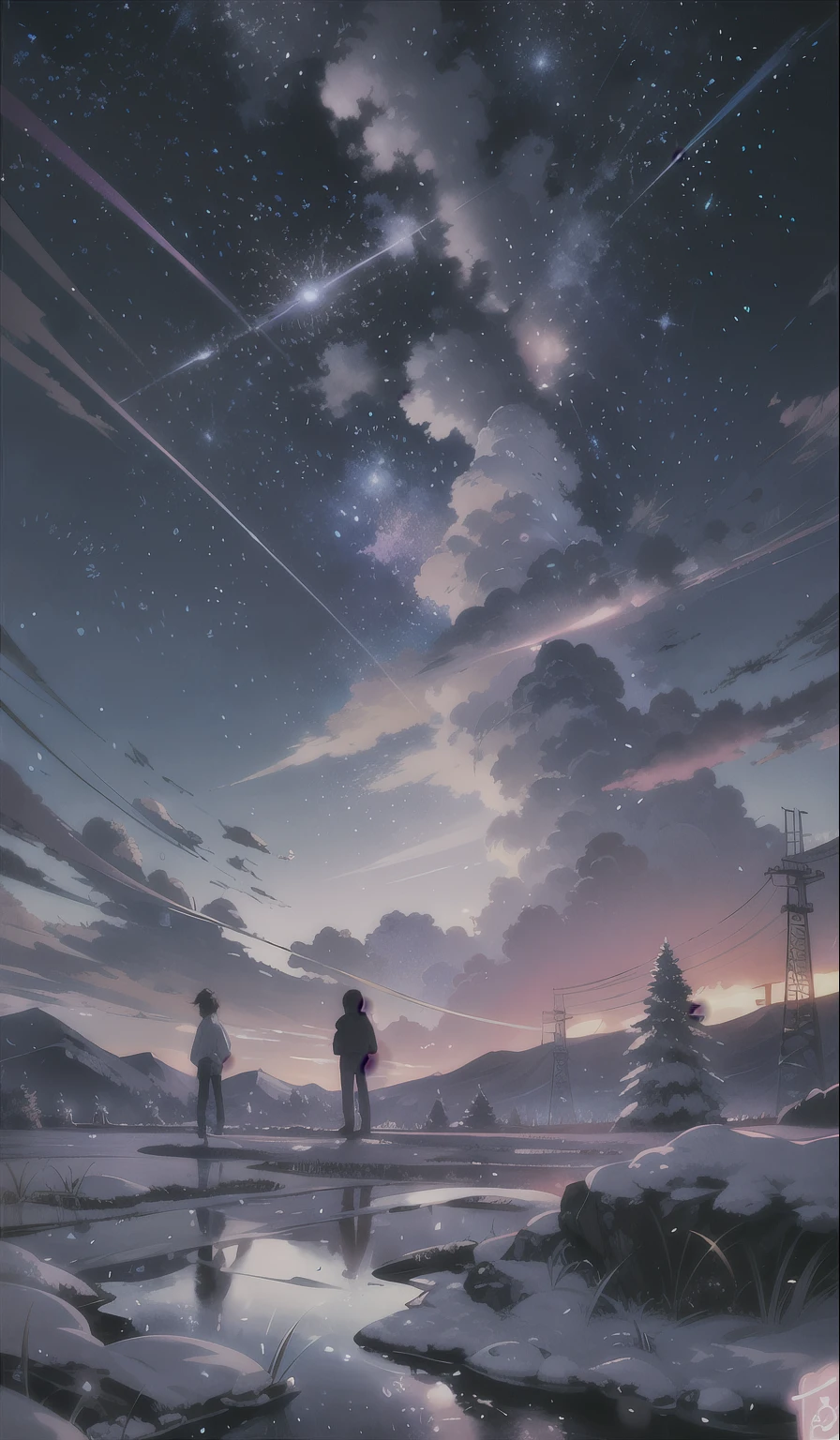 Anime a boy listening music on keypad nokia phone with headphones on standing on a rock looking at the sky, cosmic skies. by makoto shinkai, makoto shinkai cyril rolando, beautiful anime scene, anime sky, anime art wallpaper 4 k, anime art wallpaper 4k, anime art wallpaper 8 k, anime beautiful peace scene, in style of makoto shinkai, 4k anime wallpaper
