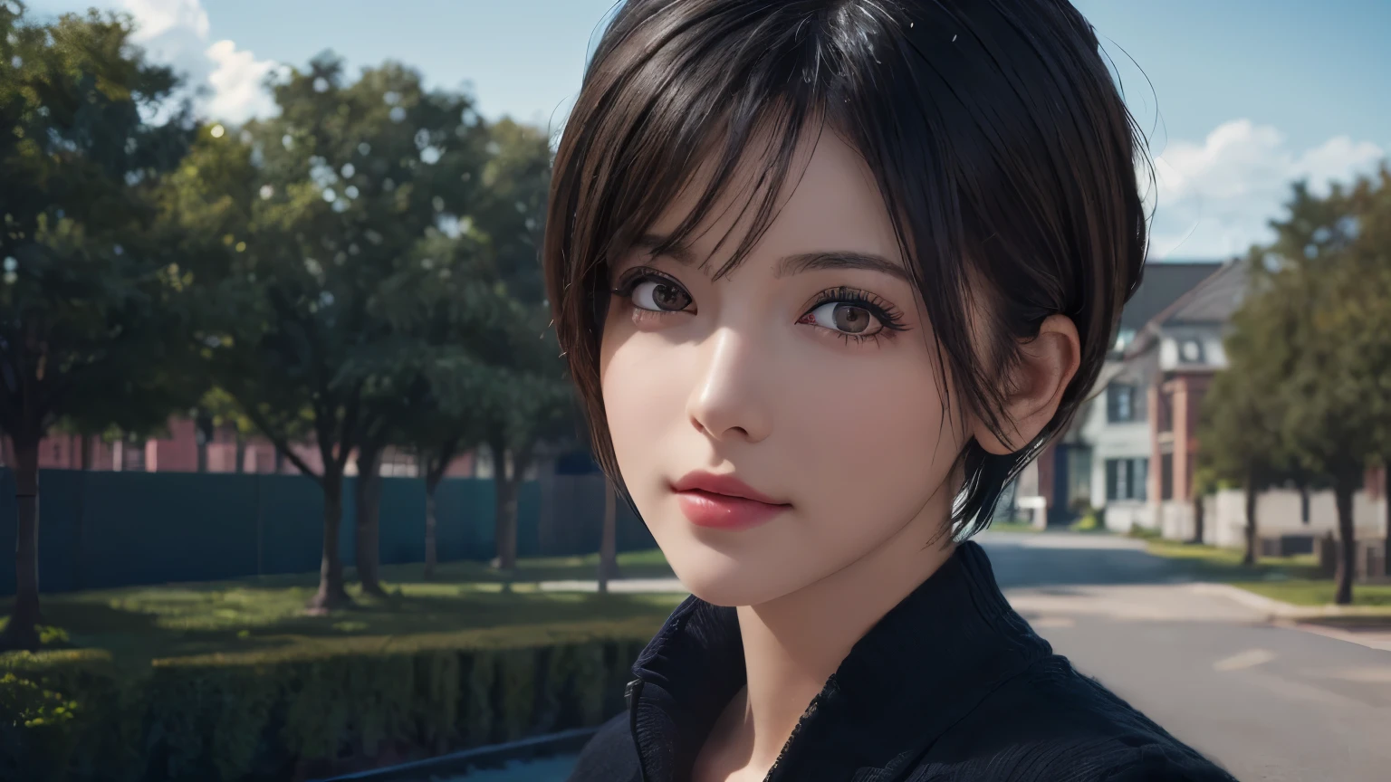 (masterpiece:1.3), (8k, Realistic, RAW Photos, highest quality: 1.4), (One girl), Beautiful Face, (Realistic Face), (Black Hair, short hair:1.3), Beautiful hairstyle, Realistic eyes, Beautiful fine details, (Realistic Skin), Beautiful Skin, (sweater), Absurd, Charm, Ultra-high resolution, Ultra-realistic, Very detailed, Golden Ratio