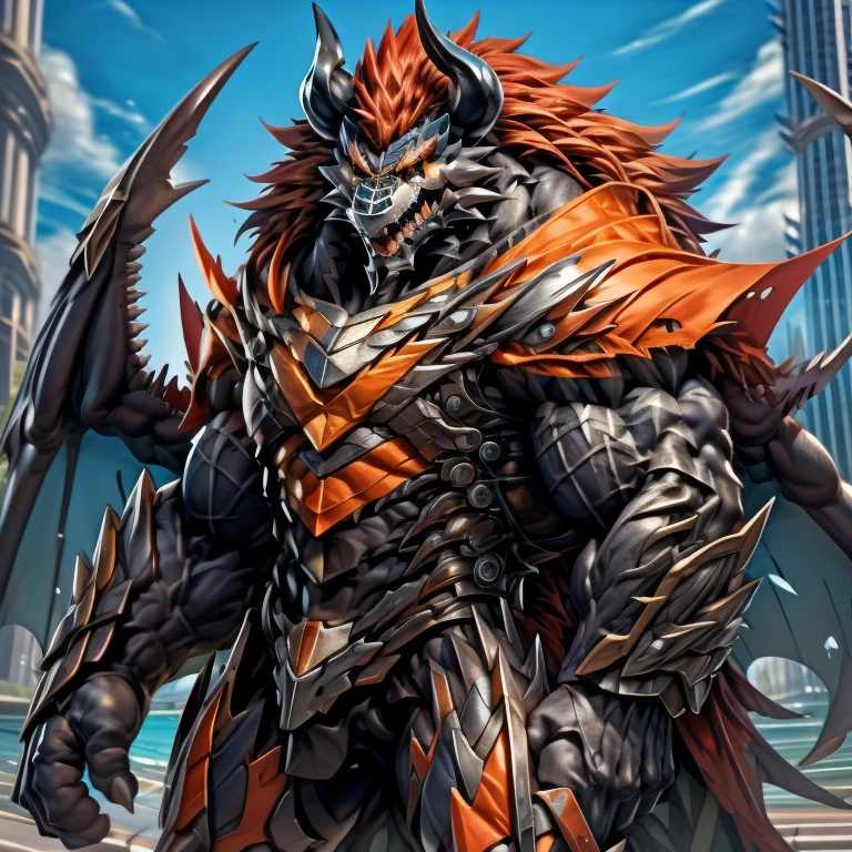 demon lord dragon batzz,  (masterpiece, best quality, detailed:1.2) full body, detailed full body, a knight's mechanical armor, glowing wide and heavy armor, wears full body armor. massive muscles, huge pecs, chiseled abs, huge pectorals, exaggeratedly huge muscles. wearing a cloak. unusually developed muscular body big muscle, pecs, triceps, traps, waist narrow, unusually developed muscular body, The claws are sharp, Sharp teeth, Spread wings, It has wings. have big wings.