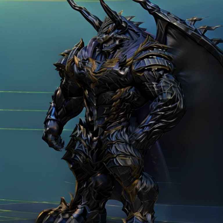 demon lord dragon batzz, (masterpiece, best quality, detailed:1.2) full body, detailed full body, a knight's mechanical armor, glowing wide and heavy armor, wears full body armor. massive muscles, huge pecs, chiseled abs, huge pectorals, exaggeratedly huge muscles. wearing a cloak. unusually developed muscular body big muscle, pecs, triceps, traps, waist narrow, unusually developed muscular body, The claws are sharp, Sharp teeth, Spread wings, It has wings. have big wings.
