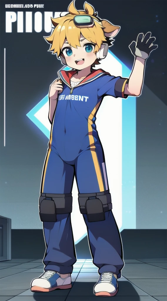 Second dimension boy,One-piece mountaineering suit,Horns,Cow ears,Put the headphones on your head,Stand up,Goggles,sports shoes,Slim,happy,Sailor collar