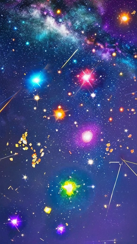 Large, colorful gems fell from the sky Sparkling night background No people needed Galaxy
