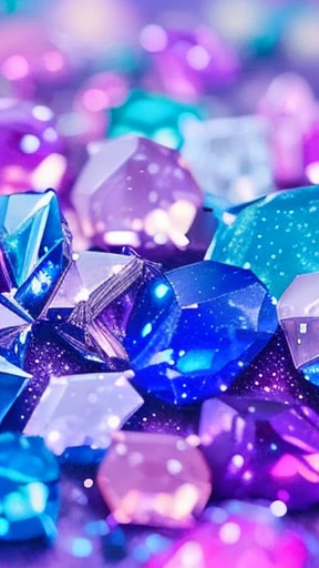 Large, colorful gems fell from the sky Sparkling night background No people needed Galaxy pastel dream