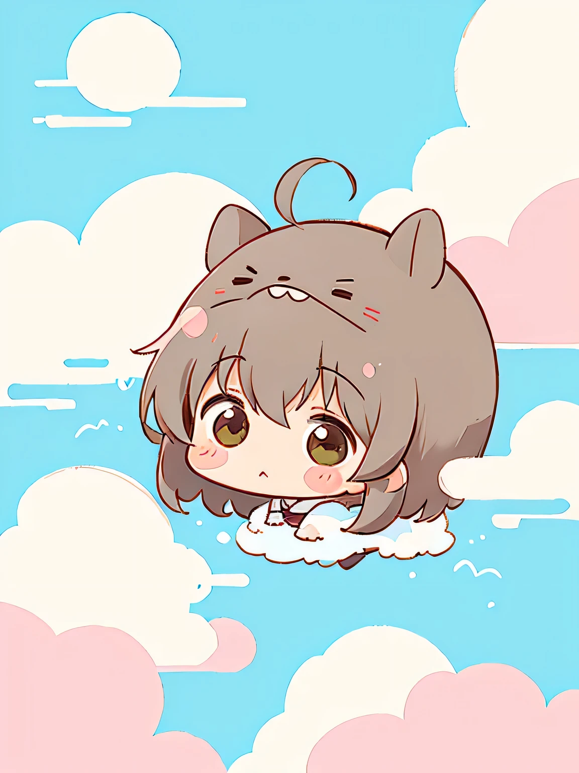 Momoko Sakura style, Kawaii Design, Chibi, (((on the Clouds))), Totoro, Totoro Forest