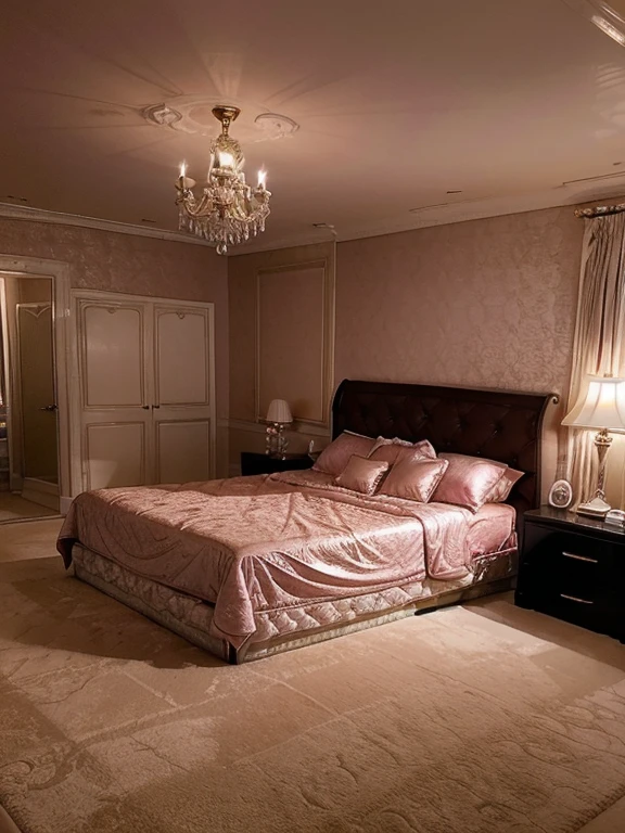 (((Luxury Bedroom)))、Pink light、large room、
