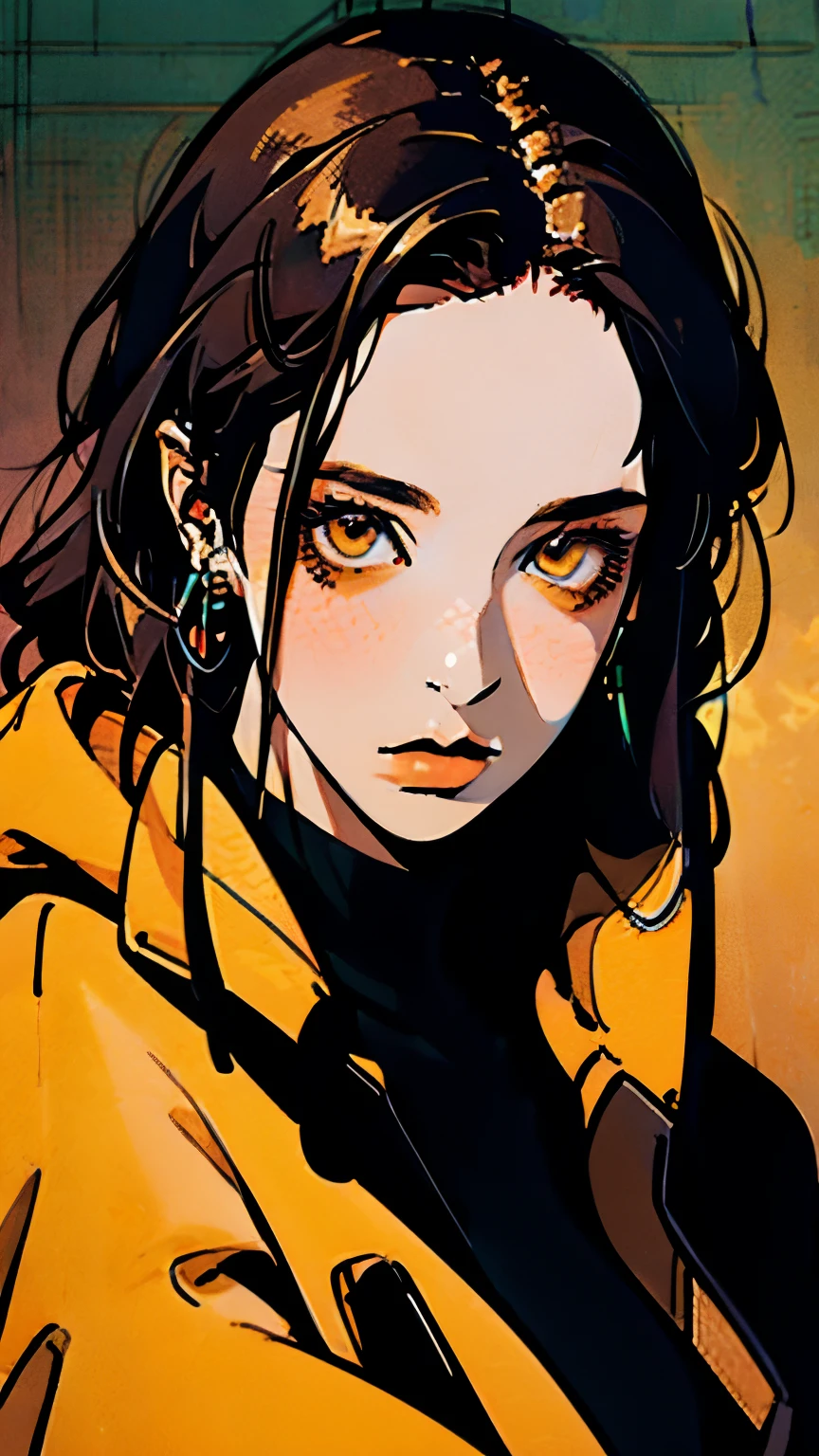 Close-up of people, official character art, official character illustration, adam hughes, character art closeup, Women researchers, full body portrait, detailed character art, detailed character portrait, Comic book cover art by Phil Noto, full-colour illustration, cabelo cacheado, Exploration Clothing, lara croft, nature background, colar de pedra, chaisawman, medo, green, cabelo marrom,