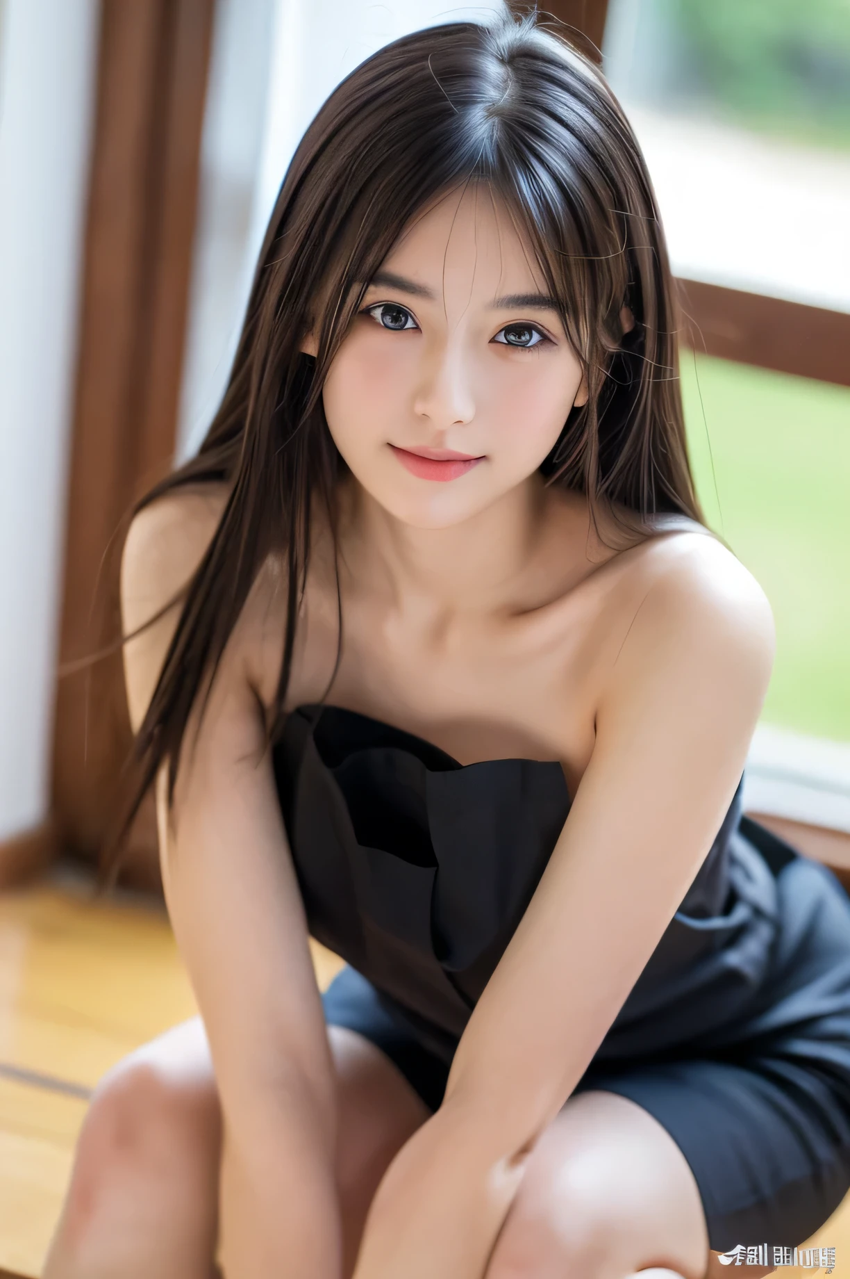 (((32k,High detail,High Detail、masterpiece,Attention to detail,Whole Body Ezbian,solo))),RAW Photos & Realistic atmosphere,Beautiful dark blue eyes,Mouth details,Glossy Lips,Fine eyebrows,With soft white skin that shines in every detail、Detailed eyes、Dark brown eyes,Very beautiful eyes,Detailed lips、Very beautiful face,Very well-formed face、A vivid face,Beautiful, shining lips, photo realistic, Realistic young gravure idol, Slender gravure idol, Beautiful and cute, ((Japanese))、Cute Korean idol style,Black Hair,high-quaiity,(Correct Anatomy),(real photo),Raw Photos, Photorealistic、Cute face,(Well-proportioned face:1.5),High resolution,Super detailed,Fine details,Very detailed,very realistic eyes and face, smile, open mouth,(Realistic Humans),Sharp Focus,natural light,day light,(naked),(apron),naked under the apron,the body foward to camera, town, squat at cross load,((spread legs)),(ars old),16 yirl), long hair,Long Hair,(Thighs spread wide to the left and right),(Both knees are spread wide),Looking at the camera,(flat chest),Narrow waist,full body