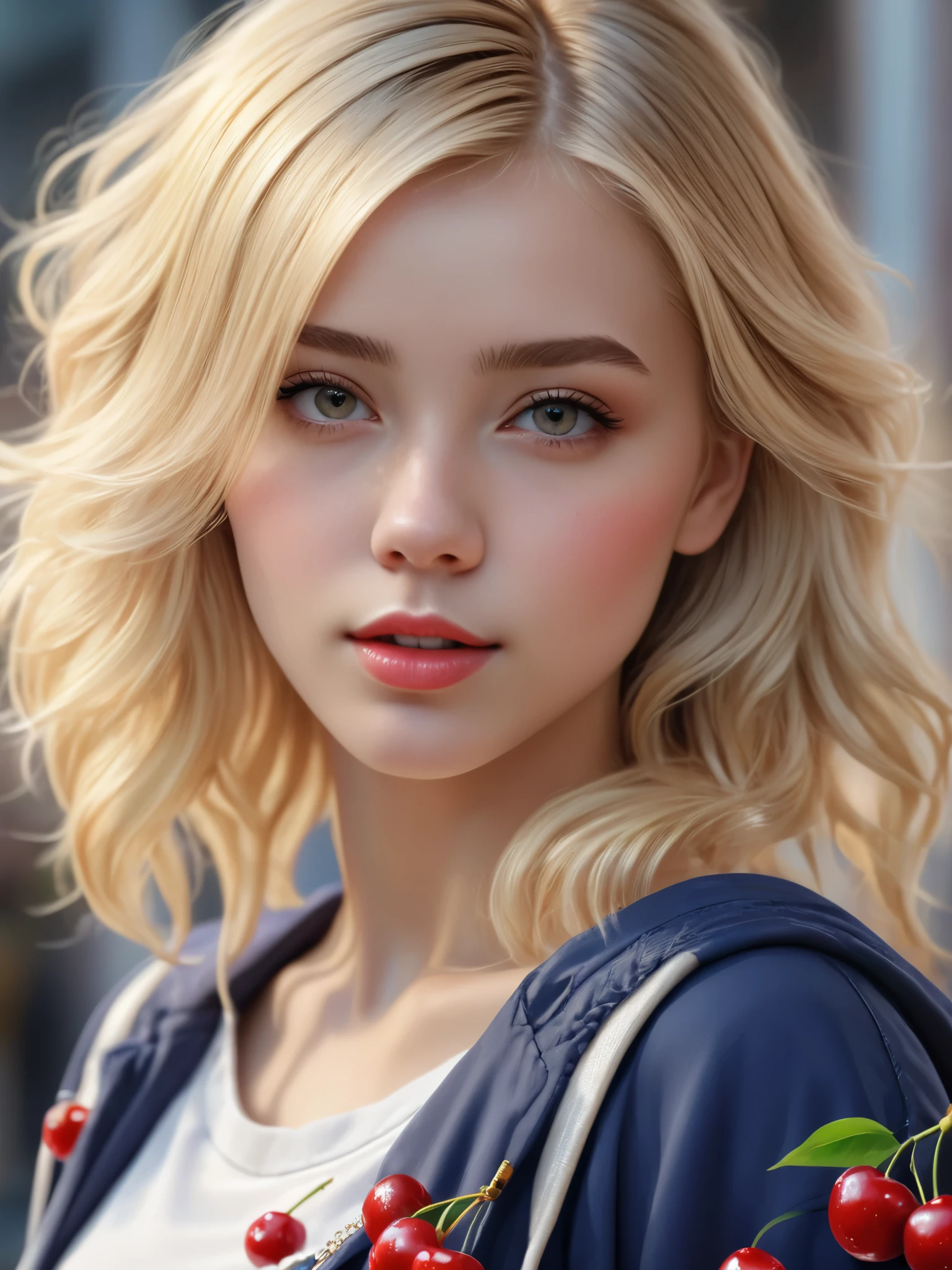 girl looks like cherrychrush, blond hair, (best quality, 4k, 8k, high resolution, masterpiece: 1.2), ultra detailed, (realistic, photorealistic, photorealistic: 1.37), 