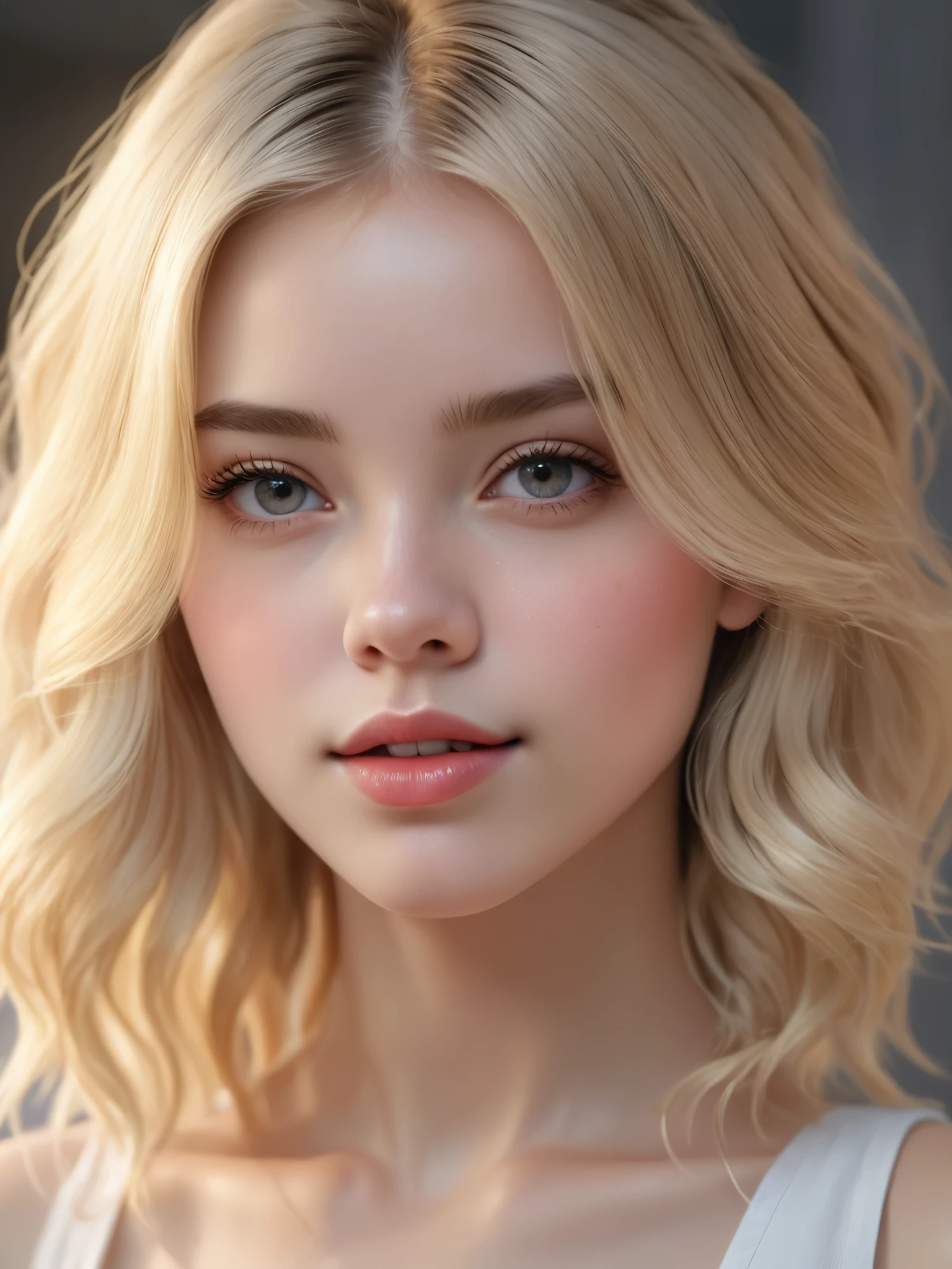 girl looks like cherrychrush, blond hair, (best quality, 4k, 8k, high resolution, masterpiece: 1.2), ultra detailed, (realistic, photorealistic, photorealistic: 1.37), 