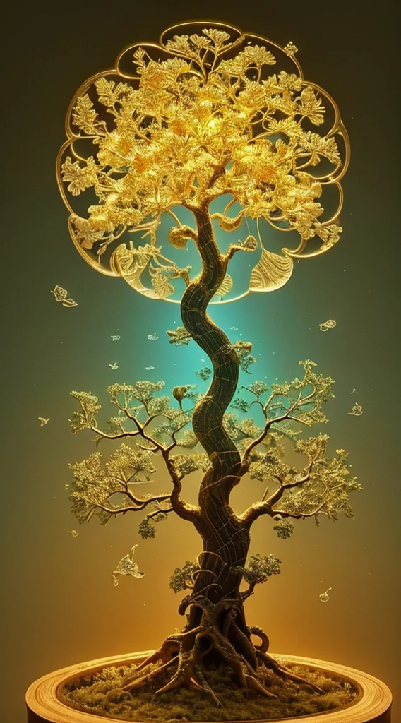 (Evolution of life)、Fibonacci、the golden ratio、melted wax、Visible brush strokes、3D tessellation wireframe、neural graphic、neurons、The Tree of Life、Farbe、tenderness、passion、The ultra -The high-definition、8K UHD、​masterpiece
