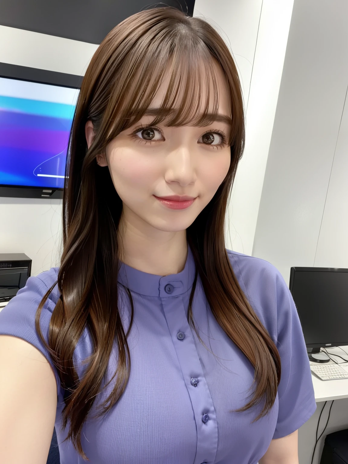 One girl, View your viewers, Upper Body, 27 years old、Single and no boyfriend、Her job is as a beautiful female announcer at a TV station.