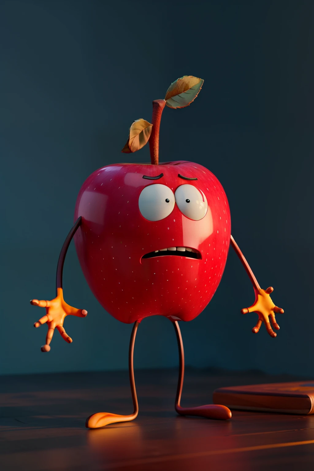 masterpiece, high quality, One Apple, Cartoon characters, 3D, c4d, Blender、(Angry with arms crossed)、I'm very angry