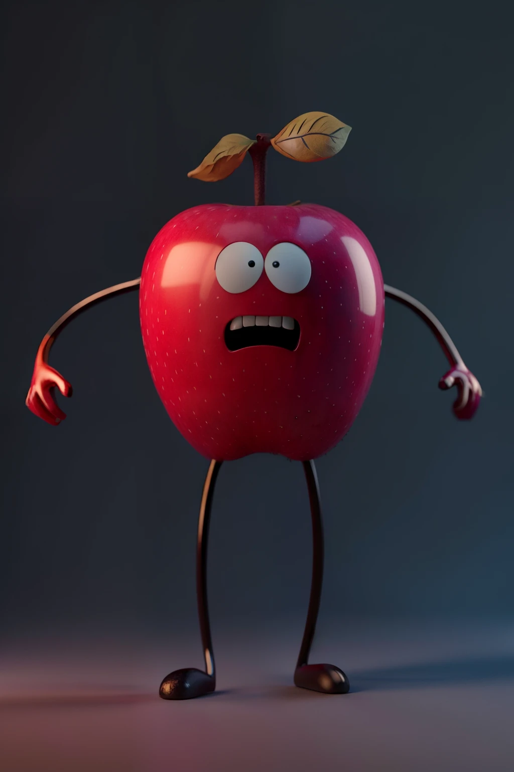 masterpiece, high quality, One Apple, Cartoon characters, 3D, c4d, Blender、(Angry with arms crossed)、I'm very angry