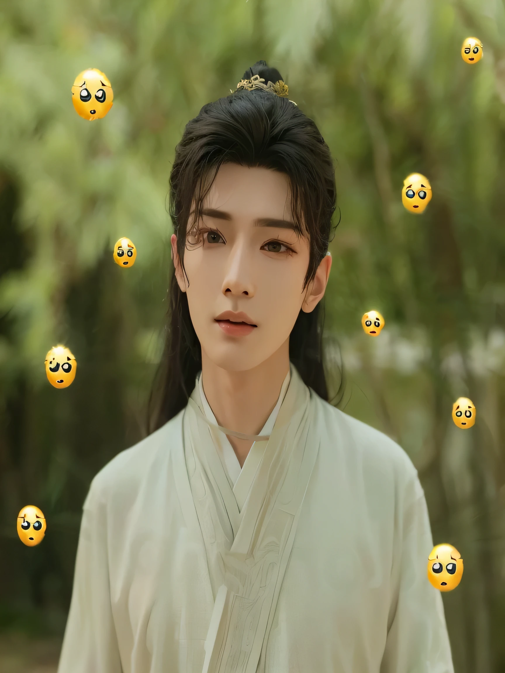 There is a man wearing a white robe，There are a lot of emotions, Cai Xukun, Inspired by Zhang Han, inspired by Wu Daozi, Inspired by Seki Dosheng, inspired by Wu Bin, Inspired by Zhao Yuan, inspired by Luo Mu, drak, inspired by Huang Gongwang, heise jinyao