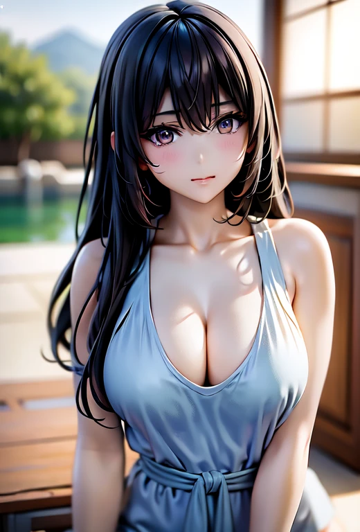 arafed asian woman in a gray tank top and blue shorts, Yoshitomo Nara, deayami kojima, young sensual gravure idol, realistic young gravure idol, sophisticated gravure idol, by Kentaro Miura, girl cute-fine-face, japanese model, young pretty gravure idol, nishimiya shouko