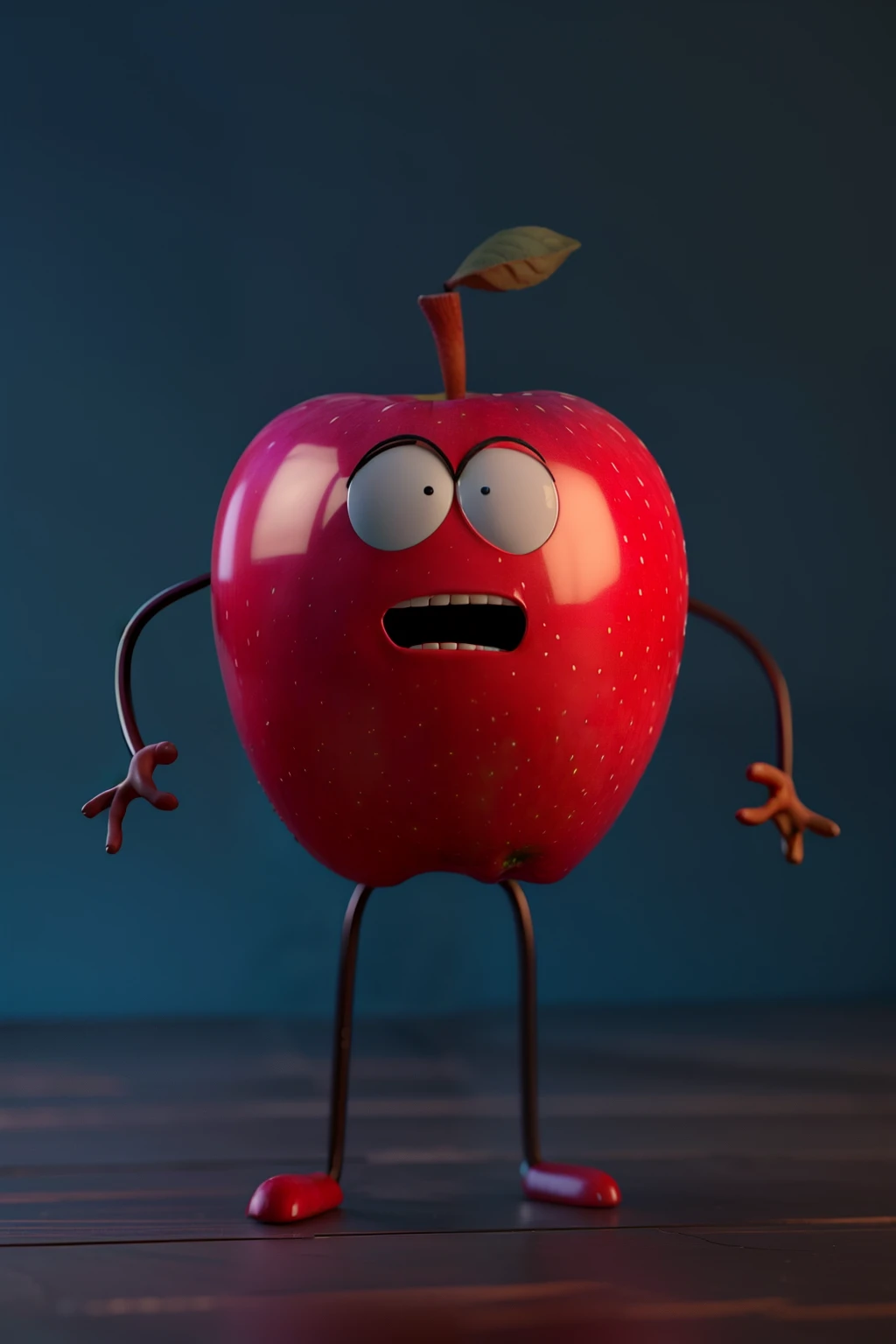 masterpiece, high quality, One Apple, Cartoon characters, 3D, c4d, Blender、Angry with arms crossed、I'm very angry