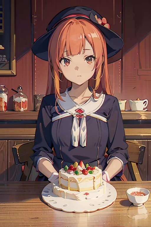 anime girl with a hat and strawberries on her head sitting at a table, kawacy, anime visual of a cute girl, cute anime girl, eating cakes, young anime girl, guweiz, high quality anime artstyle, anime girl, artwork in the style of guweiz, beautiful anime girl, pretty anime girl, (anime girl), official artwork