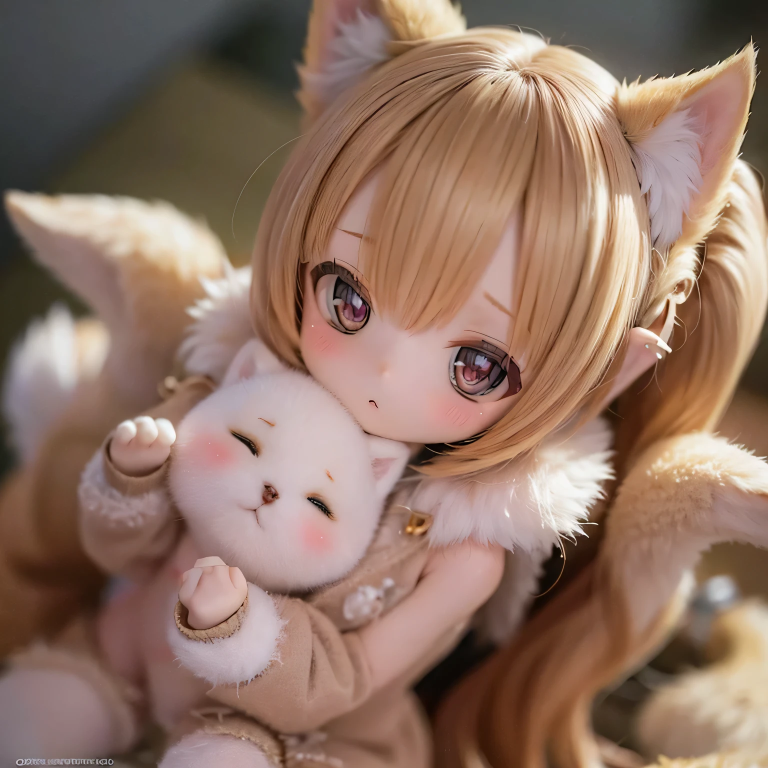 Beautiful appearance, High-definition masterpiece, shiba inu girls, Chibi Style, Adorable expression, detailed feature, Sparkling eyes, Cute Button Nose, small pink lips, Fluffy fur, Playful pose, Vibrant colors, Soft lighting, Fun atmosphere.Shiba Inu Girl Chibi Cute (((((Full nudity)))))