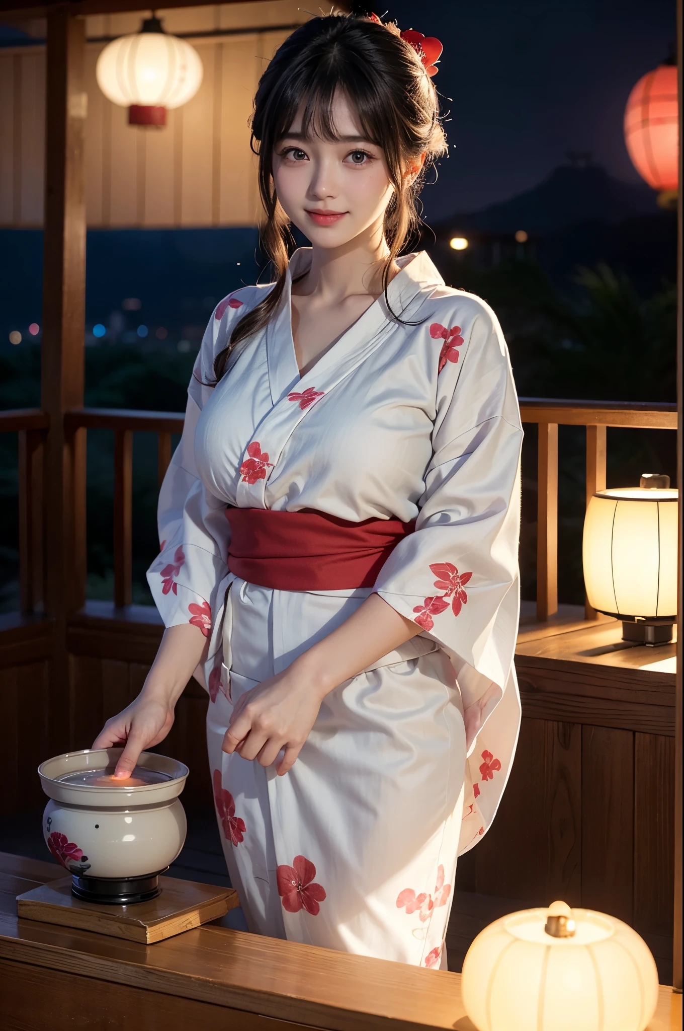 Large Breasts、Night view、Open-air bath、Change of clothes、futon、Open yukata、(((Fully open yukata:1.4)))、((No makeup:1.2))、(Sexual scenes、Realistic、Photorealistic、Best detailed skin、超A high resolution)、Cute Japanese Woman、17 years old、High school girl、Young girl、1 girl、Has bangs、double eyelid、purity、Transparent fair skin、Fluffy hair、Red cheeks、Bright atmosphere、(Very large round breasts:1.3)、Beautiful Eyes、Detailed eyes、It is detailed、Long eyelashes、美しいdouble eyelid、Quite embarrassed look、Red cheeks,smile、Camera angle from below、looking at the camera