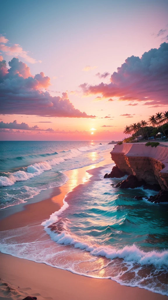 Pink Sand Beach On Sunset Island