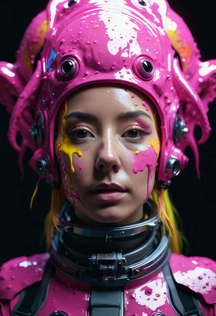 8K, ARTISTIC photogrAphy, best quAlity, mAsterpiece: 1.2), A (potrAit:1.2) ASTRONAUT  pink Cthulhu , full body RAW candid cinema, yellow hair, 16mm, color graded portra 400 film, remarkable color, ultra realistic, sad admosphere, dark lighting, oppressive atmosphere, depressive colors, kodak portra 400, photograph,r, Natural Light,  Pinhead lighgts, blur reflection, Brush Strokes, Smooth, abstract, Splatter, Oil On Canvas, rainbow colors, fractal isometrics details bioluminescens : a stunning realistic photograph of wet bone structure, 3d render, octane render, intricately detailed, titanium decorative headdress, cinematic, trending on artstation | Isometric | Centered