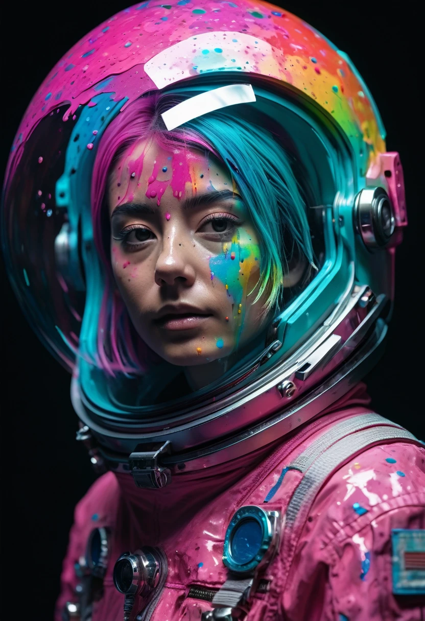 8K, ARTISTIC photogrAphy, best quAlity, mAsterpiece: 1.2), A (potrAit:1.2) ASTRONAUT pink , full body RAW candid cinema, cyan hair, 16mm, color graded portra 400 film, remarkable color, ultra realistic, sad admosphere, dark lighting, oppressive atmosphere, depressive colors, kodak portra 400, photograph,r, Natural Light, Pinhead lighgts, blur reflection, Brush Strokes, Smooth, abstract, Splatter, Oil On Canvas, rainbow colors, fractal isometrics details bioluminescens : a stunning realistic photograph of wet bone structure, 3d render, octane render, intricately detailed, titanium decorative headdress, cinematic, trending on artstation | Isometric | Centered