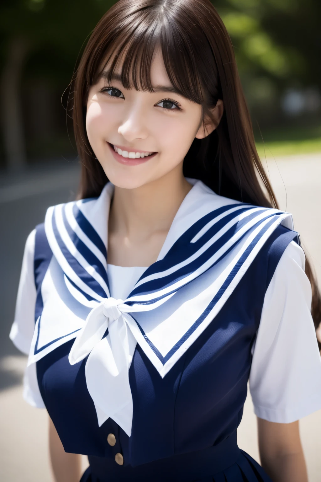 1girl, japanese gravure model, cute beautiful girl, modest breasts, clean face skin, smile shyly, BREAK sexy feeling, erotic feeling, (japanese high  with sailor collar:1.2), sailor uniform, red scarf, (pleated skirt), (dynamic angle, dynamic pose:1.3), BREAK masterpiece, best quality, highres, detailed skin, detailed, detailed face and eyes, hi-res, natural lighting, perfect anatomy, physically-based rendering, photorealistic, symmetric clear eyes, well-groomed face,teenage girl, perfect figure, transparency,  gravure idol,