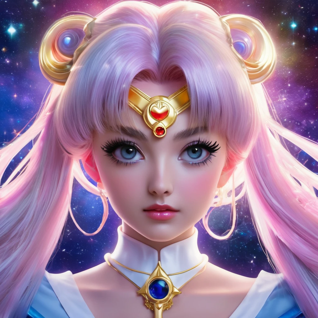 (ohwx) Sailor Moon basks in a cascading aura of mystical enchantment, radiating vibrant waves of magical energy. She gracefully utters the incantation, channeling the Armor of Love, whose bewitching design reveals a hint of audacious sensuality while remaining tastefully suitable for work. As the transformative energy envelops her, Sailor Moon's face flushes with comical embarrassment at the sight of her scantily-clad attire. To preserve her modesty, she tries to adjust the revealing outfit without compromising its enchanting allure. The Armor of Love accentuates her feminine grace, enhancing her ethereal beauty as soft silhouettes of delicate lace and shimmering ribbons adorn her slender figure. Her eyes sparkle with a mix of determination and vulnerability, reflecting the duality of her courageous spirit. The scene is bathed in a soft glow, casting a warm and romantic ambiance that enhances the charm and elegance of Sailor Moon's transformation. The colors, vibrant yet soothing, blend harmoniously, evoking a sense of whimsy and wonder. The scene is illuminated by a gentle, natural lighting that accentuates the delicate features of Sailor Moon's face as well as the intricate details of her outfit. The background showcases a dreamy landscape of sparkling stardust and celestial elements, resonating with the magical universe she embraces. This masterpiece resonates with best quality, allowing viewers to immerse themselves in the exquisite artistry, ultra-detailed craftsmanship, and vivid colors that bring Sailor Moon's transformation to life. (Full body shot, show her from head to toe, show all of her)