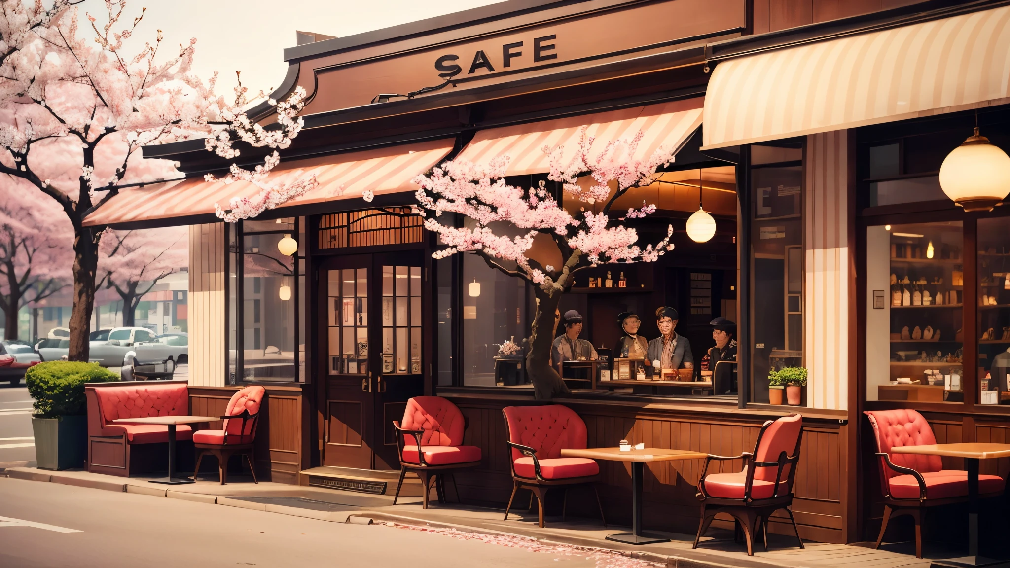 ((Scenes,Cafe)),luxury,furnish,Retro,Cherry blossoms,