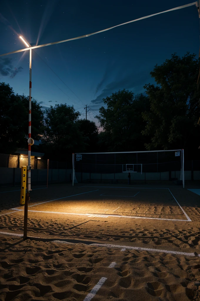 volleyball court at night