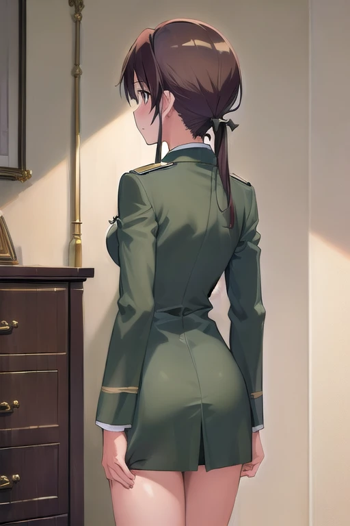 (masterpiece:1.4),(最high quality:1.3),Very detailedな,8k,CG,wallpaper,High resolution,high quality,High resolution,Very detailed,Perfect lighting, Gertrud Barkhorn, uniform, Medium chest、Back view