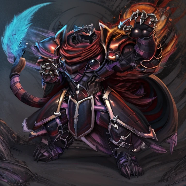 (masterpiece, best quality, detailed:1.2) (Pokémon) INCINEROAR, detailed full body, a knight's mechanical armor, glowing wide and heavy armor, wears full body armor. massive muscles, huge pecs, chiseled abs, huge pectorals, exaggeratedly huge muscles. wearing a cloak. unusually developed muscular body big muscle, pecs, triceps, traps, waist narrow, unusually developed muscular body, Dark knight,
BlackKnight_fe, The claws are sharp,
Sharp teeth,