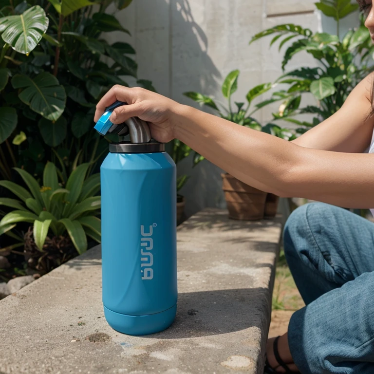 Reusable water bottle with built in filter for OKU, have nozzle to make it easier for oku to drink it, the reusable water bottle must green friendly