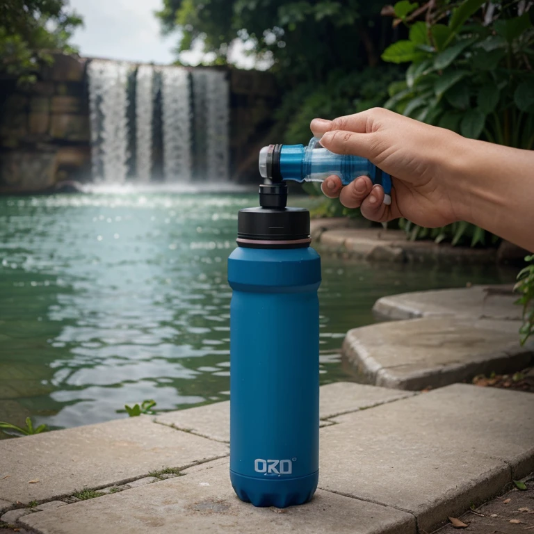 Reusable water bottle with built in filter for OKU, have nozzle to make it easier for oku to drink it, the reusable water bottle must green friendly 