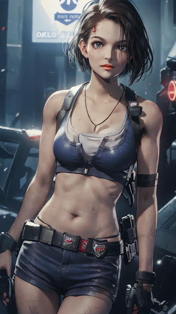 beautiful girl, 18 years old, medium breasts,wet, camel toe, red lips ,
White underwear, sexy pose,
Resident evil, Jill Valentine,