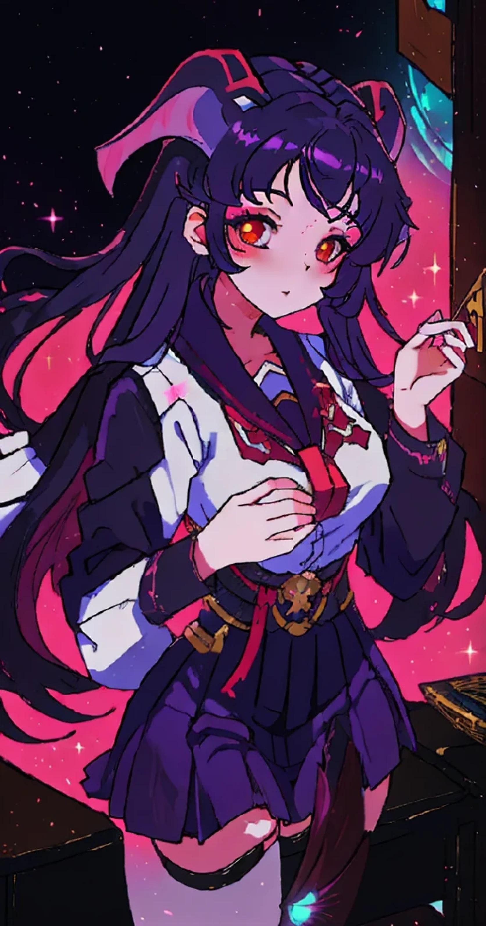 make her the most beautiful fantasy anime among succubus by wearing school clothes from Japan make her beautiful, cute and adorable and she is a succubus kunoichi